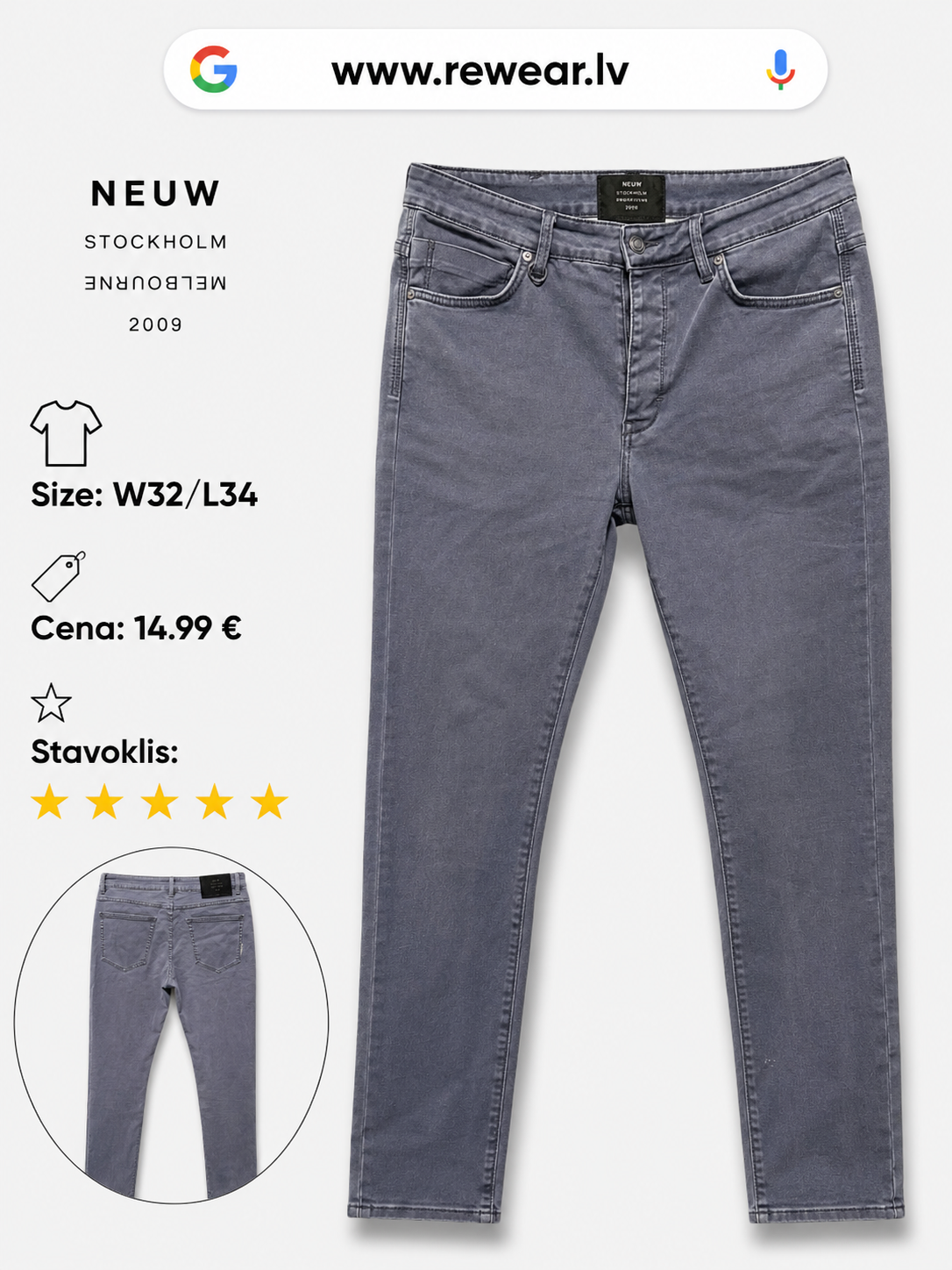 Neuw Stockholm Grey Jeans